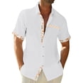 thumbnail image 2 of Hogleaql Men's Short Sleeve Button Down Shirt Casual Cuban Guayabera Shirt Summer Beach Vacation Shirts White M, 2 of 5