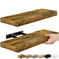 thumbnail image 1 of Sorbus Rustic Wood 2-Tier Floating Shelves for Wall, 2 Count, 1 of 1