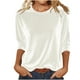 thumbnail image 2 of Ounisa Womens Velvet Tops Trendy Dressy Casual 3/4 Length Sleeve Round Neck Elegant Blouses, 2 of 7