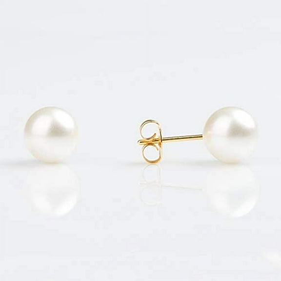 STUDEX Sensitive White Pearl Stud Earrings 8mm | Hypoallergenic and Nickel Free for Sensitive Ears | Gold Plated Posts | High Fashion Earrings for Women and Men-PR-678-S