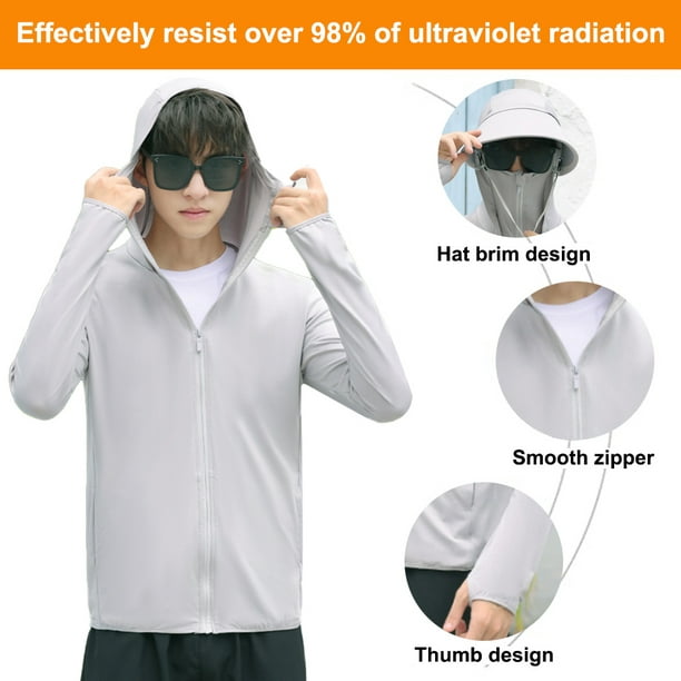 Taiwo 1 Adult Light Gray Sunscreen Clothing Cool Sense Ice Silk Sun Protection Clothing Coat L