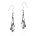 thumbnail image 5 of Ornate Marcasite & Oval Mother of Pearl Inlay Sterling Silver Dangle Earrings, 5 of 5