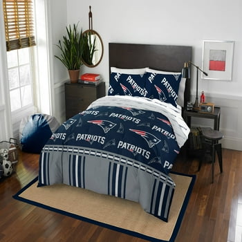 NFL New England Patriots Bed In Bag Set, Full Size, Team Colors, 100% Polyester, 5 Piece Set