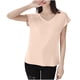 thumbnail image 2 of Pijama de manga corta para mujer, color liso, manga corta, camiseta fina con cuello en V, pijama de manga corta, blusa de poliéster para mujer, 2 of 8