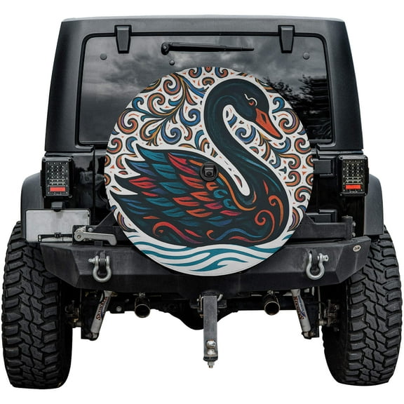 Lotusprinthandmade Swan Lovers Spare Tire Cover With Backup Camera Hole 6 Sizes (27 in.)