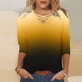 thumbnail image 2 of Women's 3/4 Length Sleeve Tops Summer Casual V Neck Shirts Fashion Solid Basic Pullover T-Shirt Loose Soft Comfy Tees, 2 of 5