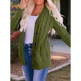 thumbnail image 5 of Women'S 2025 Fall Long Sleeve Cable Knit Sweater Open Front Cardigan Button Loose Outerwear Army Green XXL, 5 of 8