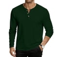 thumbnail image 2 of GrmtClth Mens Henley Shirt Cotton Blend Raglan Long Sleeve T-Shirt Lightweight Comfy Fashion Button Pullover Shirt 2025 Fall Army Green XXXL, 2 of 9