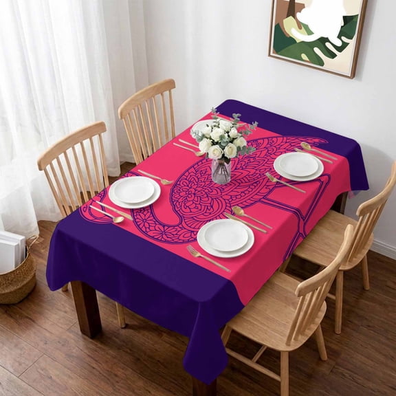 Pink Navy Blue Flamingo Table Cloth Waterproof Tablecloths, Summer Beach Coastal Modern Art Tablecloth Dining Table Cover for Kitchen Party Tabletop Outdoor, Rectangle Tablecloth 60x102 Inch
