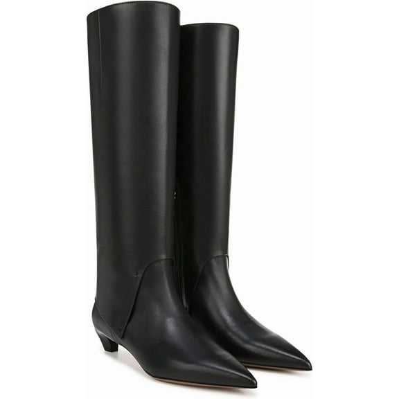 Franco Sarto Women's Martin Pointed Toe Knee High Boot Black Leather 7M