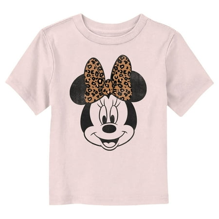 

Toddler s Mickey & Friends Distressed Minnie Mouse With Cheetah Print Bow Graphic Tee Light Pink 3T