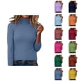 thumbnail image 1 of Pulls pour Femmes 2025 Chandail Col Roulé Ajusté Manches Longues Haut Tricoté Blouse Décontractée Automne Hiver, 1 of 6
