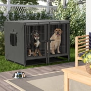 BingoPaw Heavy Duty Metal Dog Crate with Cover, Divider & Tray, 51.5L x 39.3W x 39.3H