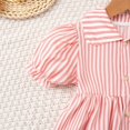 thumbnail image 6 of Auroural Toddler Girl Dresses 2T Children's Striped Lapel Short Sleeved Dress Girls' Summer Casual And Comfortable Dress 2-3 Years, 6 of 7