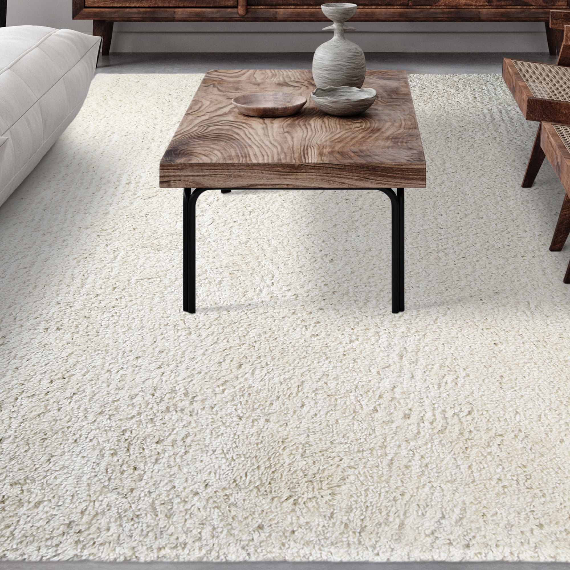 Superior Berlin Indoor Plush Shag Area Rug, 5' x 8', Ivory