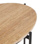 DecMode 19 x 20 Beige Marble Accent Table with Black Metal Support, 1-Piece