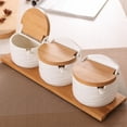 thumbnail image 3 of Ceramic Sugar Bowl with Sugar Spoon and Bamboo Lid Gift for Home and Kitchen, 3 of 6