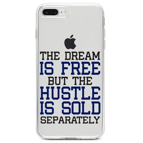 DistinctInk Clear Shockproof Hybrid Case for iPhone 7 PLUS / 8 PLUS (5.5" Screen) TPU Bumper Acrylic Back Tempered Glass Screen Protector - The Dream is Free Hustle Sold Separately