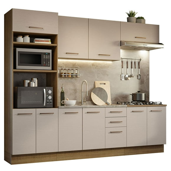 Cocina Integral 270cm Marrón/Crema Agata Madesa