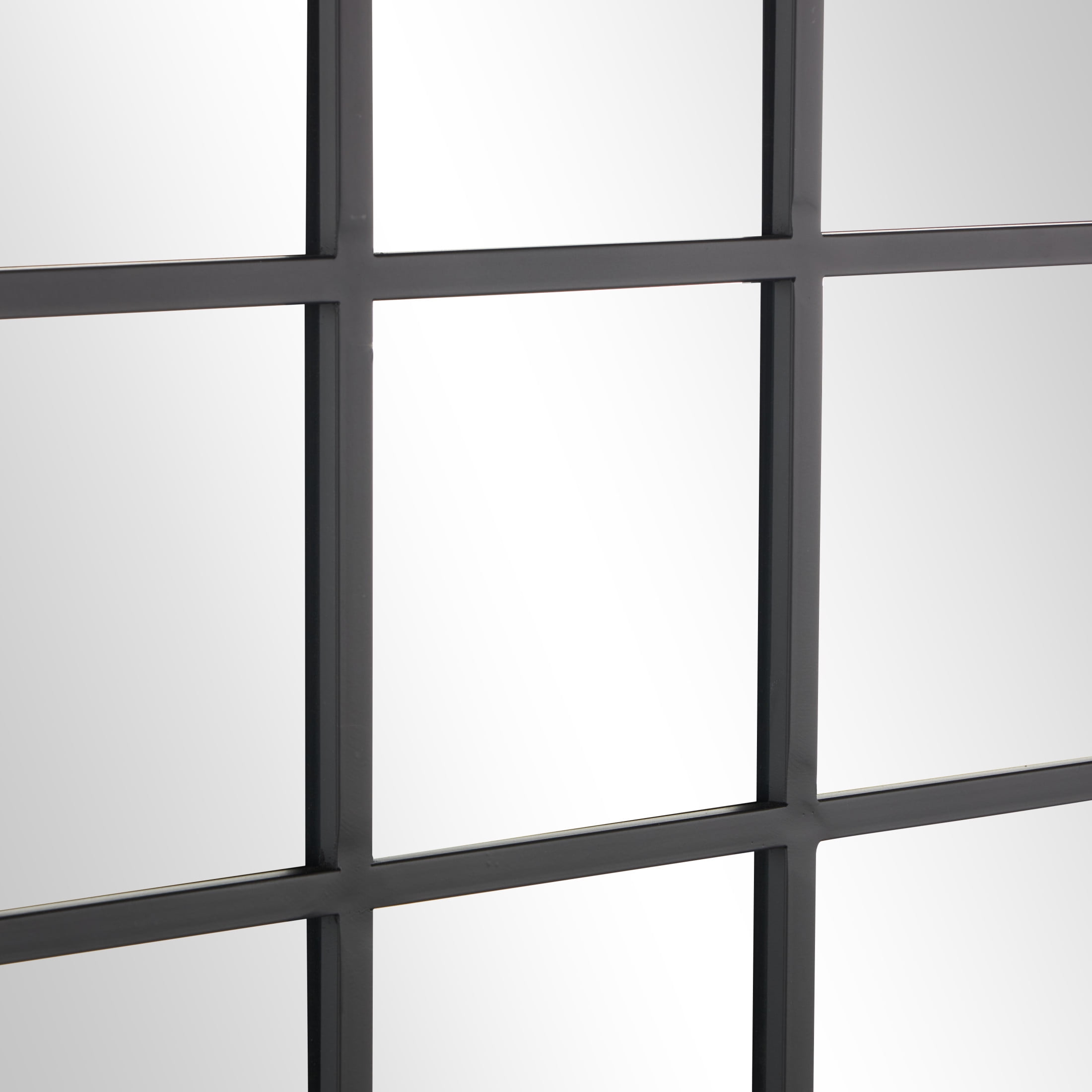 DecMode 40" x 79" Black Metal Window Pane Inspired Floor Mirror