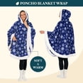 thumbnail image 3 of PAVILIA Hooded Blanket Poncho, Fleece Wearable Shawl Wrap, Snowflake Blue, 3 of 10