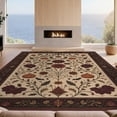 thumbnail image 2 of Design&I 8'x10' Washable Area Rug Beige Autumnal Burgundy Floral Pumpkin Design Elegant Vintage Style for King Size Bedroom, Under Bed, Sleek Flatweave Pet Friendly, 2 of 7