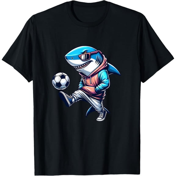 Cool Shark Soccer Player Street Football Vibe T-Shirt