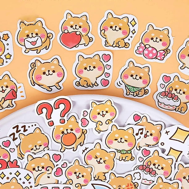 45PCS Cute Pet Shiba Inu Doggy Boxed DIY Decoration Adhesive Paper Dogs Stickers for Laptop Planners Scrapbook Cups Diary Notebooks Album Phone Case (