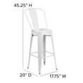 thumbnail image 5 of Merrick Lane White 30" High Metal Bar Height Stool with Removable Back for Indoor-Outdoor Use, 5 of 11