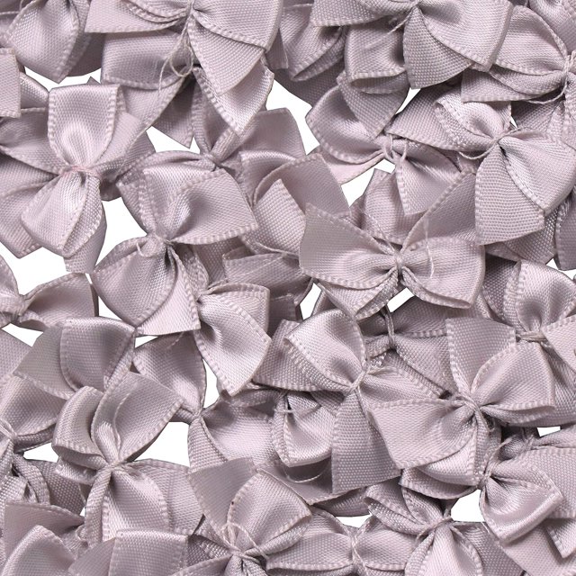 GFDYREE 80Pcs Mini Satin Ribbon Bows Flowers 1" x3/4"Appliques DIY Craft Scrapbooking DIY Embellishmen Projects,Bow Decorations (Gray)