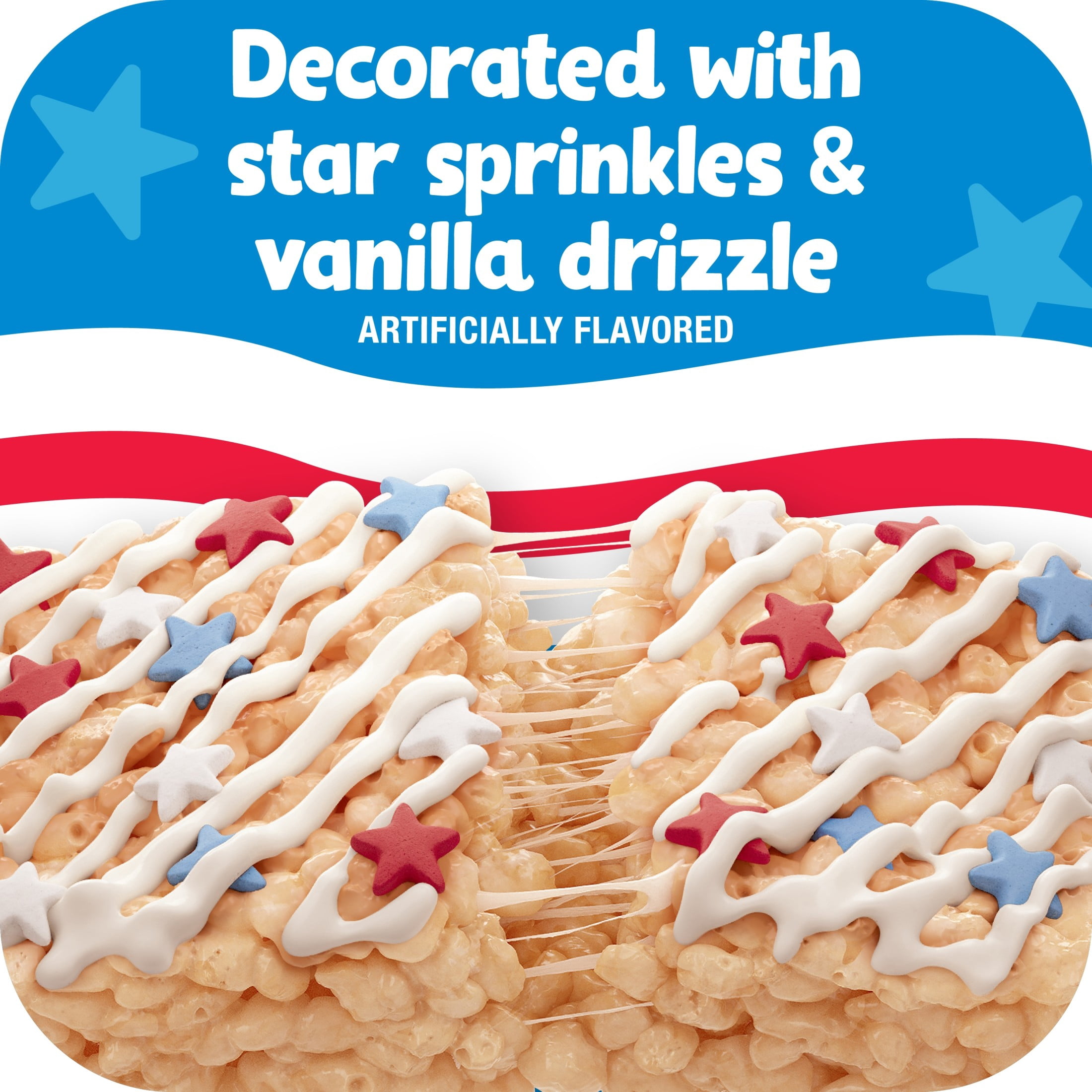 Rice Krispies Treats Star Sprinkles and Vanilla Drizzle Chewy Crispy Marshmallow Squares, Ready-to-Eat, Limited Edition, 13.5 oz, 16 Count