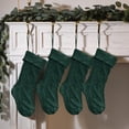 thumbnail image 2 of Green Christmas Stockings Set Of 4, 18 Inch Knitted Cable Knit Stocking With Soft Fabric, Holiday Gift Bag For Fireplace Mantel Home Decor, 2 of 4
