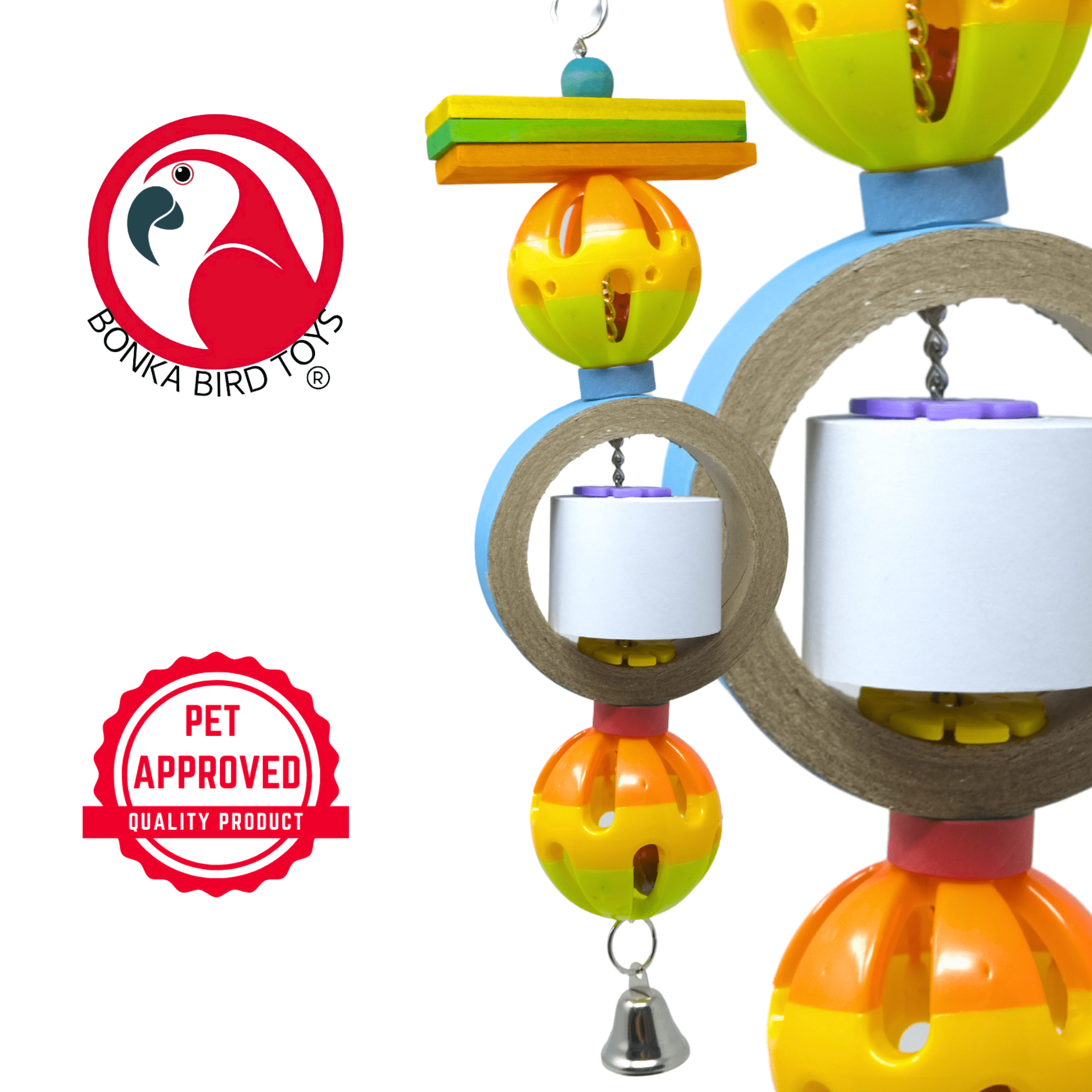 Bonka Bird Toys 2670 Bagel Ball Chew Interactive Forage Shred Parrot Cage Toy