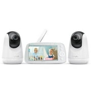 VAVA 5" 720P HD Baby Monitor with 2 Cameras, Night Vision, Zoom/Pan/Tilt, 2-Way Audio, White-New