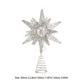 thumbnail image 3 of Navidad oro plata brillo árbol superior decoraciones árbol estrella noche lámpara hogar DIY, 3 of 6