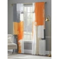 thumbnail image 3 of Burnt Orange Grey Sheer Curtains 108 Inch Length 2 Panels Set, Abstract Geometric Oil Painting Modern Voile Window Treatment Semi Sheer Long Curtains Drapes for Bedroom/Living Room/Kitchen 52"x108"x2, 3 of 7
