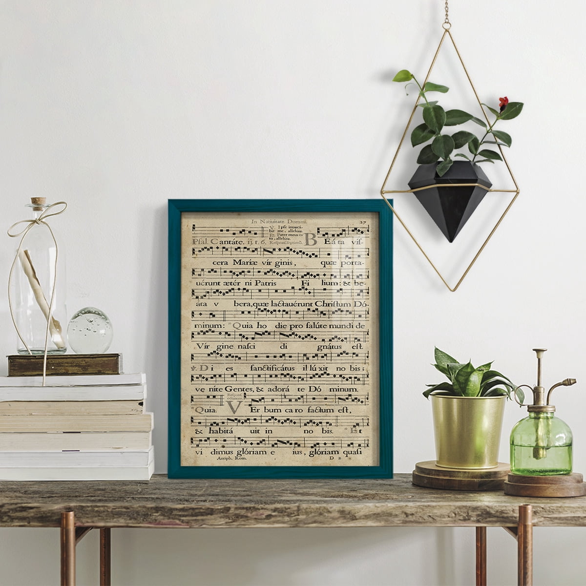 Vellum Songbook IV -Framed Print w/glass-Ocean Blue