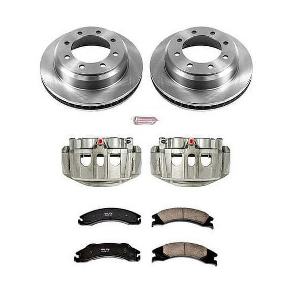 PowerStop Rear Stock Replacement Brake Pad and Rotor Kit with Calipers Fits: FORD Select Models KCOE4718