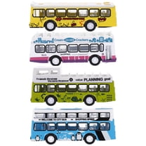 Alloy Toy Car Model Pull Back Bus for Kids Birthday Present 4 Pieces Assorted Color 1:60