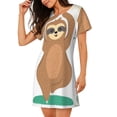 thumbnail image 2 of Honeii Cute Sloth In Yoga Pose Tree Print Women's Loose Short Sleeve Nightgown, Soft Cotton Sleepwear, Comfy Loose Fit Pajama Dress for Sleep and Lounge, 2 of 6