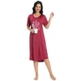 thumbnail image 3 of FEREMO Nightgowns for Women V Neck Short Sleeve Sleepshirt Printed Soft Sleepwear, 3 of 6