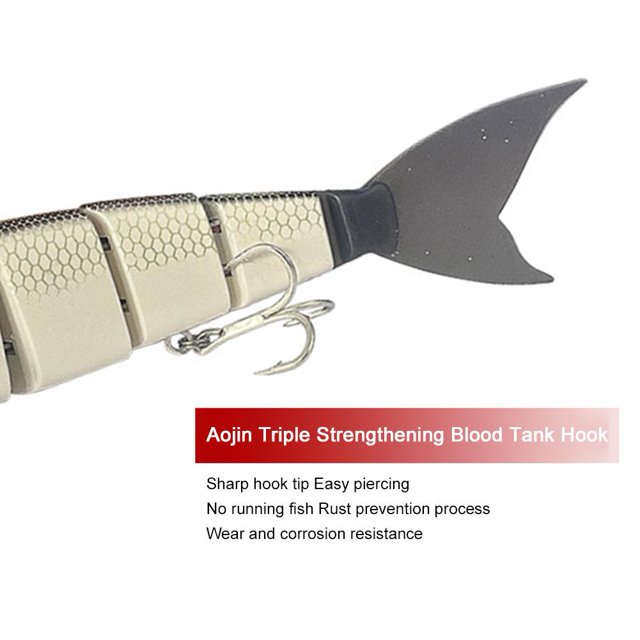5uds. Cebo de pesca artificial articulado 2 anzuelos Swimbait para la pesca de lubina (LK087 05)