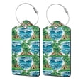 thumbnail image 5 of Rocae Hawaii Palms for Leather Luggage Baggage Tags ID Label Privacy Cover ID Label with Stainless Steel Loop and Address Card, 5 of 5