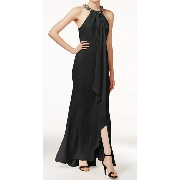 calvin klein open back halter gown