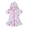 thumbnail image 3 of newwalpole Toddler Girl Swimsuit Cover Up Kids Beach Dress Bow Print Long Sleeve Hooded Bathing Suit Towel Coverup Swimwear Light Pink for Size 2-3 Years, 3 of 7