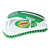 Libman Power Scrub Brush with Iron Handle, 7" x 2.5" Green and White Polypropylene