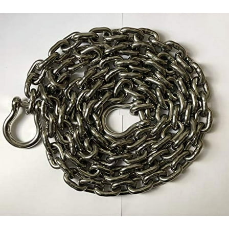 Stainless Steel Windlass Anchor Chain 316 10mm (3/8") DIN766 by 10' with Shackles