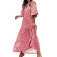 thumbnail image 4 of Avamo A-Line Flowy Maxi Dresses for Women Summer Boho Floral Long Dress Casual Geometric Print Sundress, 4 of 4