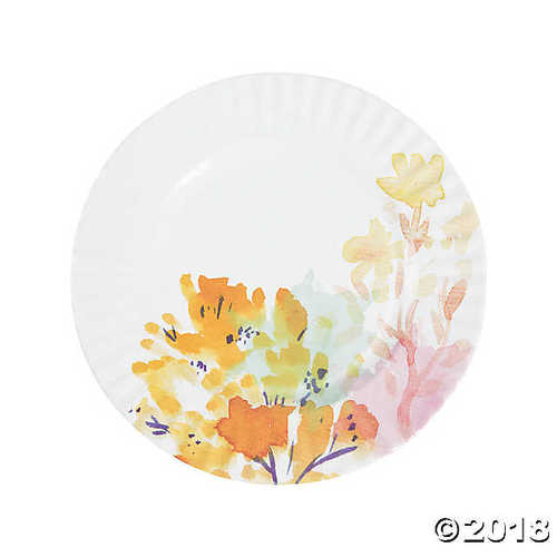 Fluorescent Floral Paper Dinner Plates