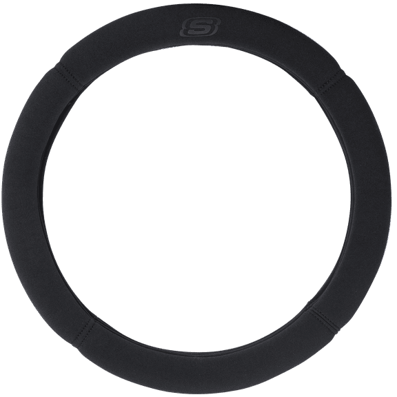 Skechers 1Piece Car Steering Wheel Cover Memory Foam Polyester Black - Universal Fit, 23SK13